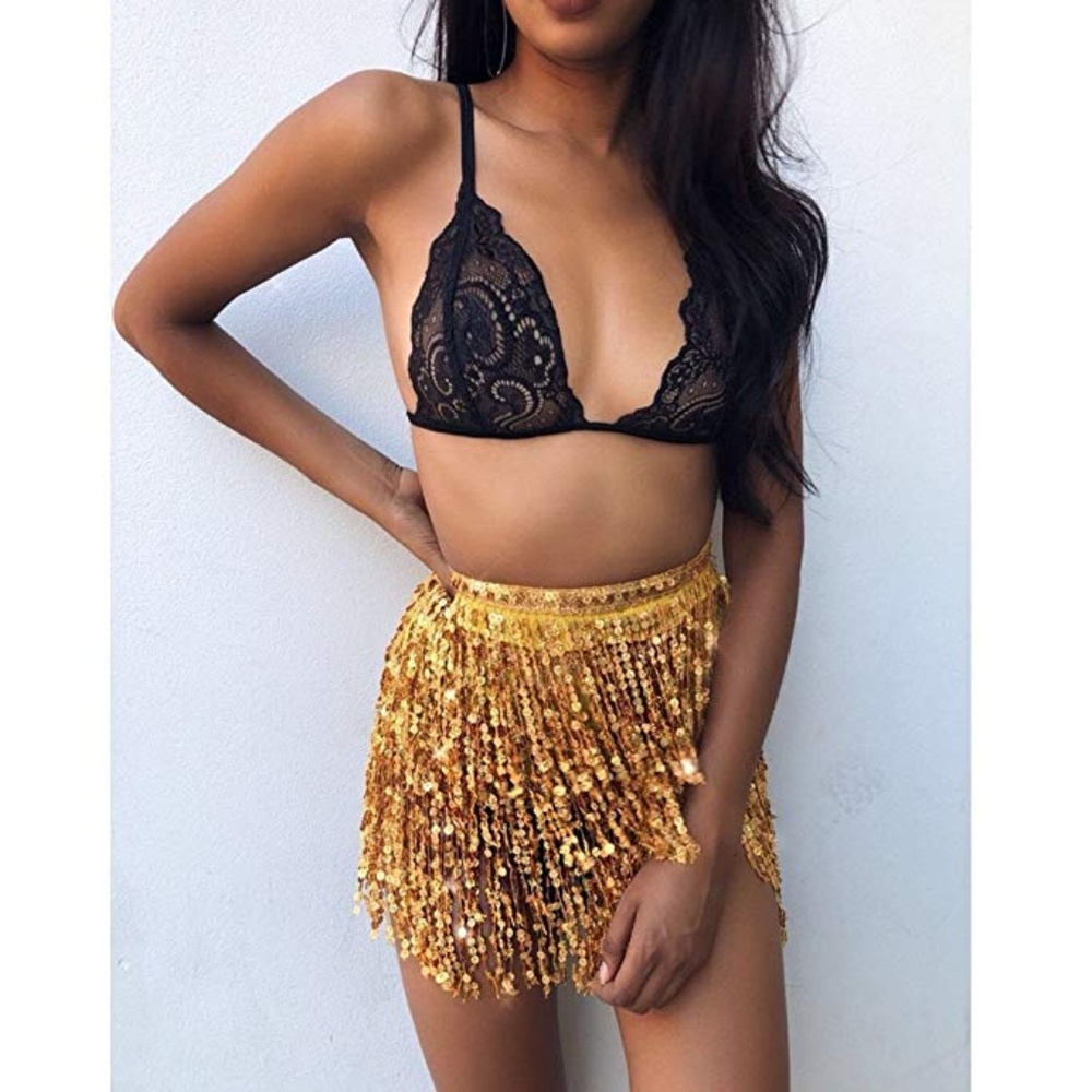 Gold Festival Sequin Wrap Skirt Hand Woven